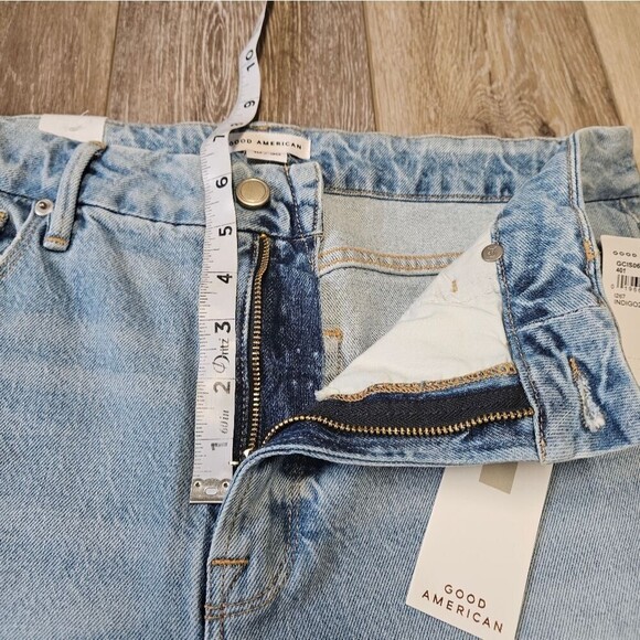 NWT Good American Good Boy Straight Leg Jeans Split Leg Light Denim Women's 10 - Picture 4 of 10